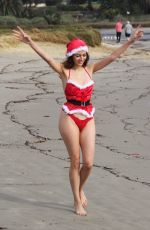 BLANCA BLANCO in Santa Suit on the Beach in Malibu 12/25/2018