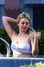 CORINNE OLYMPIOS in Bikini at a Pool in Miami 12/25/2018