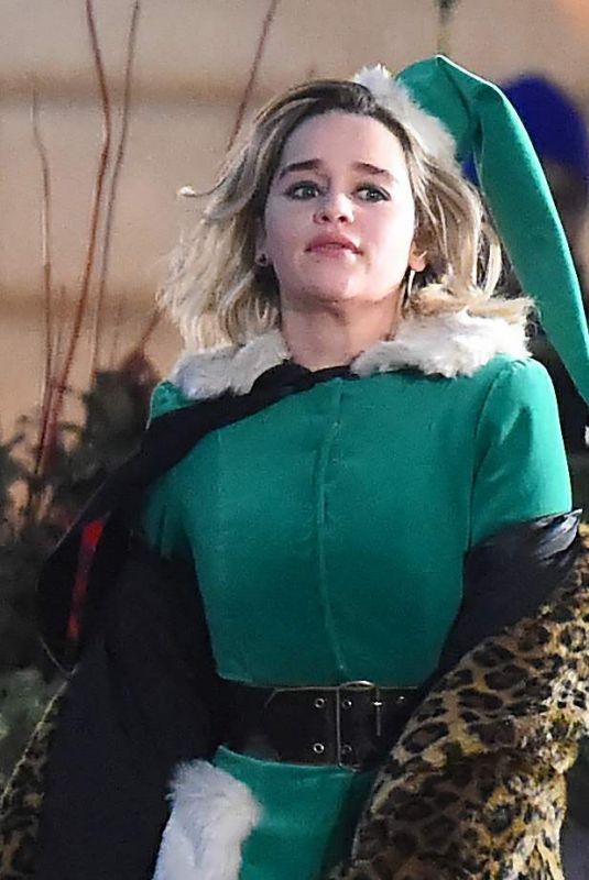 EMILIA CLARKE on the Set of Last Christmas in London 12/04/2018