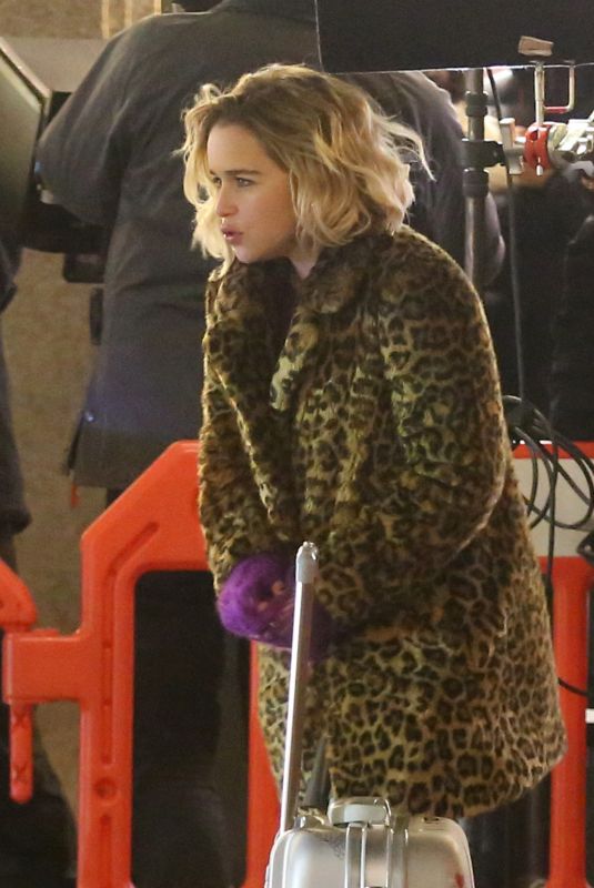 EMILIA CLARKE on the Set of Last Christmas in London 12/12/2018