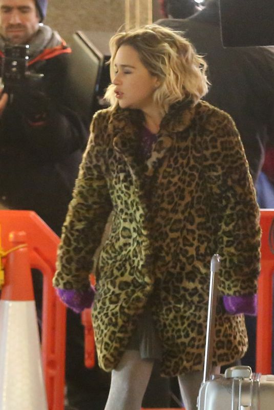 EMILIA CLARKE on the Set of Last Christmas in London 12/13/2018