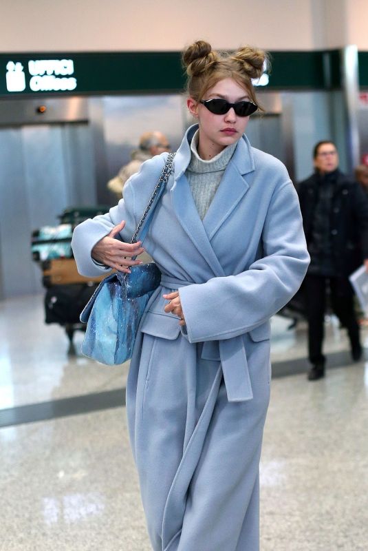 GIGI HADID Arrives in Milan 12/05/2018