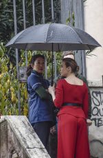 JODIE COMER and SANDRA OH on the Set of Killing Eve, Second Season in Rome 12/04/2018