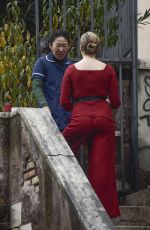 JODIE COMER and SANDRA OH on the Set of Killing Eve, Second Season in Rome 12/04/2018