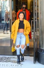 KARRUECHE TRAN in Ripped Jeans Out Shopping in Beverly Hills 12/28/2018