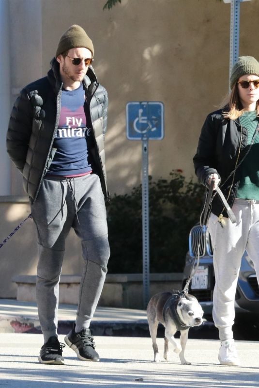 KATE MARA and Jamie Bell Out with Their Dogs in Los Angeles 12/15/2018