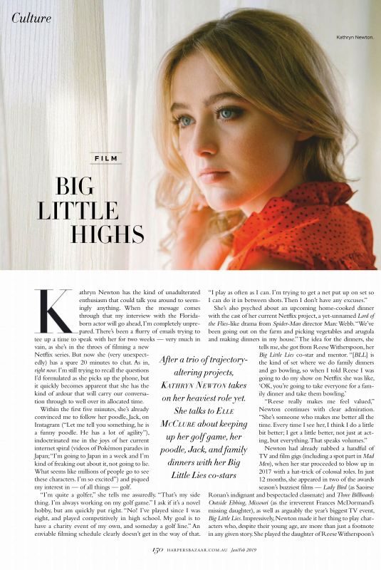 KATHRYN NEWTON in Harper’s Bazaar Magazine, Australia January 2019