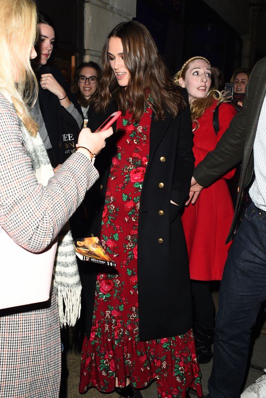 KEIRA KNIGHTLEY Leaves Bafta in London 12/17/2018