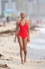 LESHA HODGES in Swimsuit on the Beach in Miami 12/09/2018