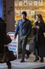 LILY COLLINS and Harry Treadaway Night Out in London 12/04/2018