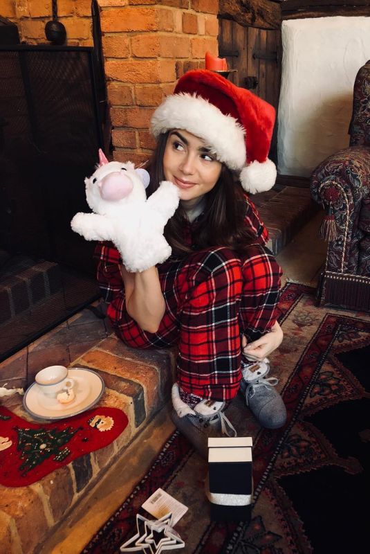 LILY COLLINS - Christmas Instagram Pictures