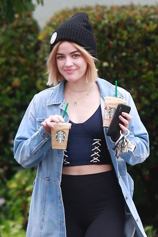 LUCY HALE Leaves Starbucks in Studio City 12/06/2018