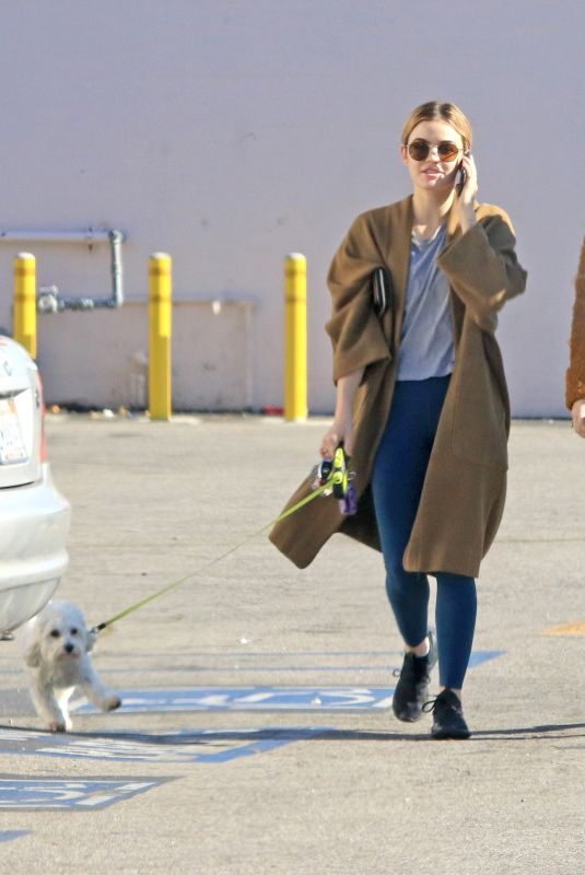 LUCY HALE Out with Her Dog in Los Angeles 12/11/2018