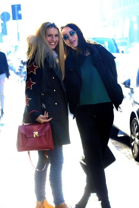 MICHELLE HUNZIKER and AURORA RAMAZZOTTI Out in Milan 12/04/2018