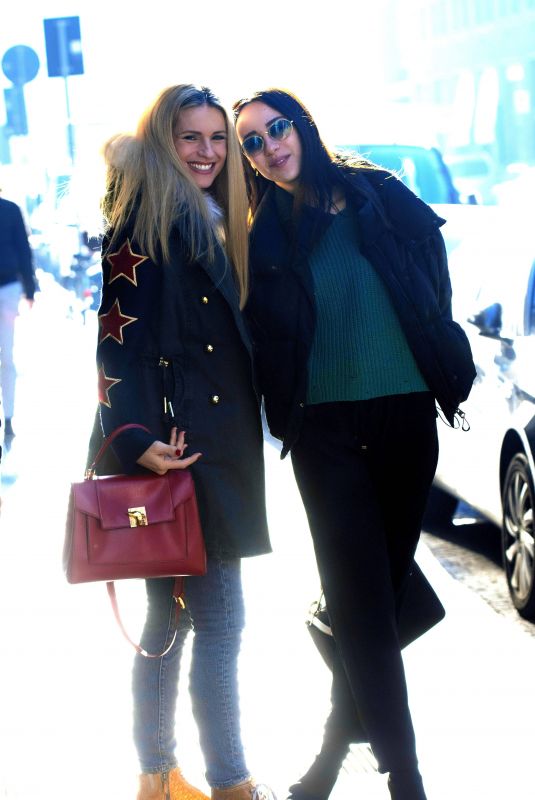 MICHELLE HUNZIKER and AURORA RAMAZZOTTI Out in Milan 12/04/2018