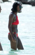 MOUNA TRAORE in Bikini at a Beach in Barbados 12/25/2018