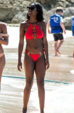 MOUNA TRAORE in Bikini at a Beach in Barbados 12/25/2018