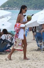 ALESSANDRA AMBROSIO in White Bikini at a Beach in Santa Catarina 01/03/2019