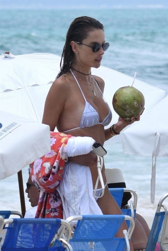 ALESSANDRA AMBROSIO in White Bikini at a Beach in Santa Catarina 01/03/2019