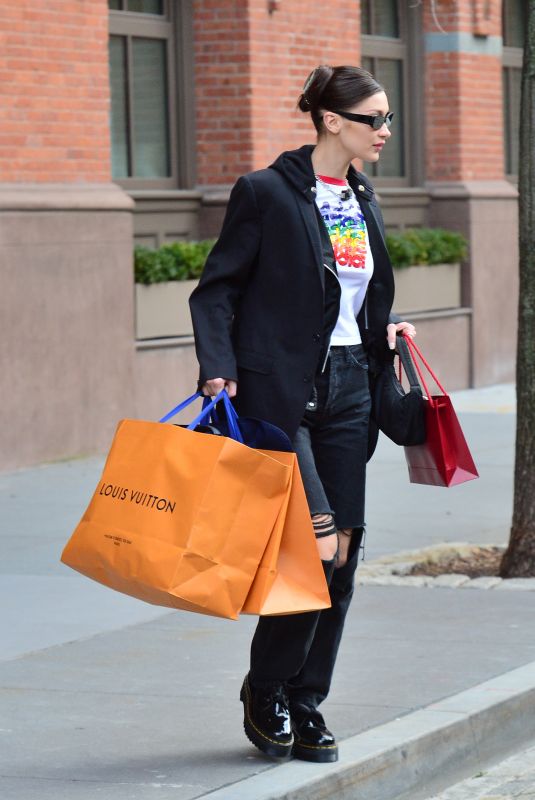 BELLA HADID Shopping at Louis Vuitton in New York 01/09/2019
