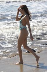 BLANCA BLANCO in Striped Swimsuit on the Beach in Malibu 01/21/2019