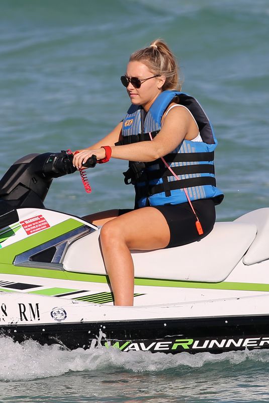 CAMILLE KOSTEK in Bikini Top Rides a Jetski in Miami 01/06/2019