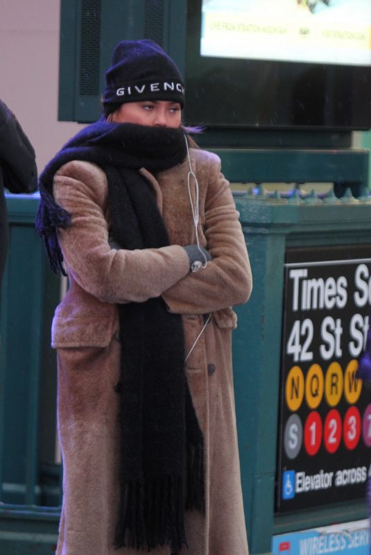 CHRISSY TEIGEN at Times Square in New York 12/31/2018