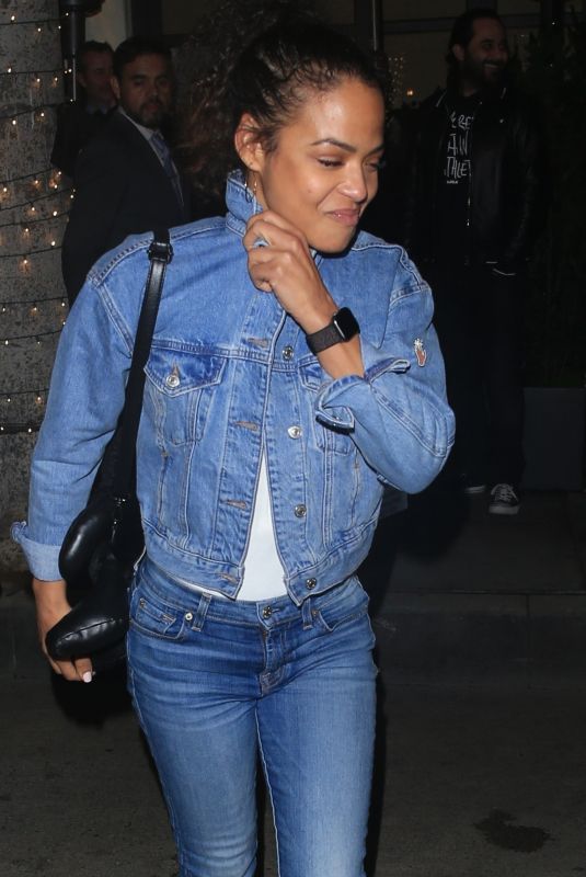 CHRISTINA MILIAN in Double Denim at Madeo Restaurant in Beverly Hills 01/18/2019