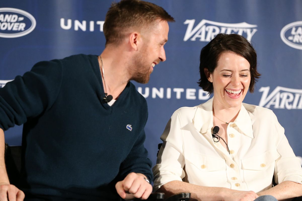 CLAIRE FOY and Ryan Goslong at First Man Variety Screening Series in