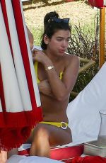 DUA LIPA in a Yellow Bikini at a Beach in Miami 01/01/2019