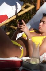 DUA LIPA in a Yellow Bikini at a Beach in Miami 01/01/2019