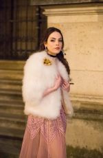 ELIZABETH GILLIES on the Set of Dynasty, Season 2 in Paris 01/10/2019