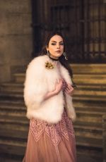 ELIZABETH GILLIES on the Set of Dynasty, Season 2 in Paris 01/10/2019