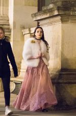 ELIZABETH GILLIES on the Set of Dynasty, Season 2 in Paris 01/11/2019