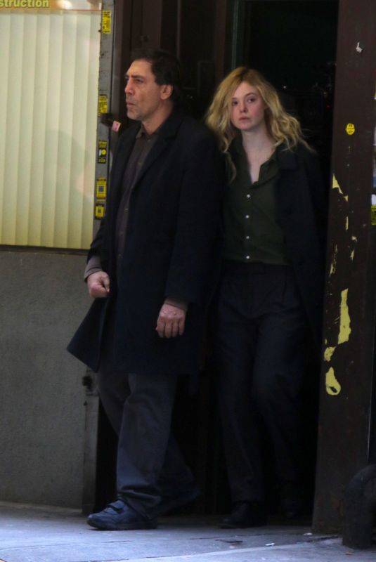 ELLE FANNING and Javier Bardem on the Set of Sally Potter
