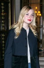 ELLE FANNING Arrives at Pink Mamma in Paris 01/21/2019