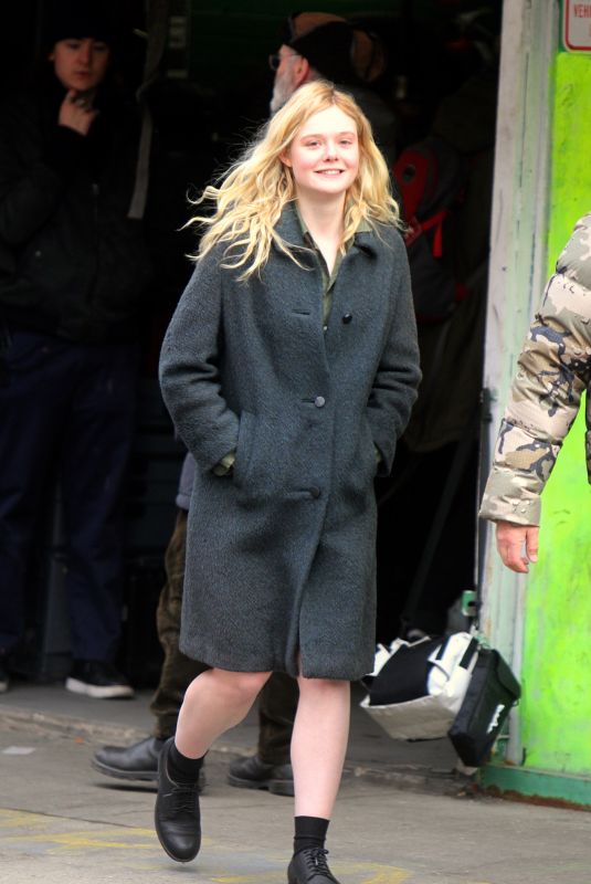 ELLE FANNING on the Set of Molly in New York 01/17/2019