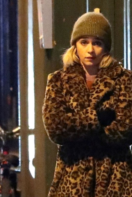 EMILIA CLARKE on the Set of Last Christmas in East London 01/09/2019