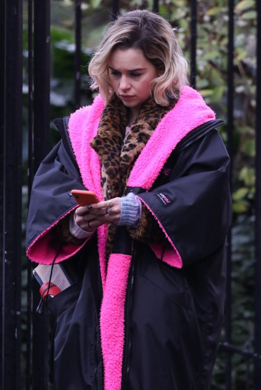 EMILIA CLARKE on the Set of Last Christmas in London 01/08/2019