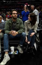 EMMA STONE and Dave McCary at Golden State Warriors vs LA Clippers Game in Los Angeles 01/18/2019