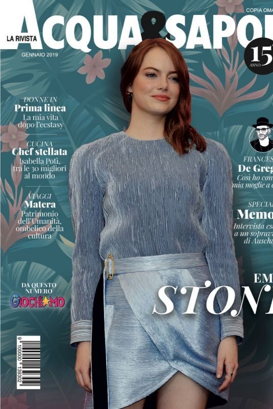 EMMA STONE in Acqua & Sapone Magazine, January 2019