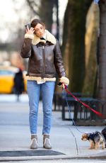 EMMY ROSSUM Out with Her Dogs in New York 01/24/2019