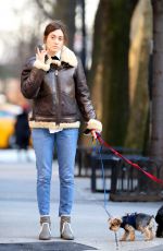 EMMY ROSSUM Out with Her Dogs in New York 01/24/2019