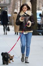 EMMY ROSSUM Out with Her Dogs in New York 01/24/2019