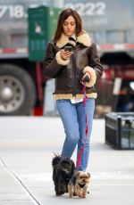 EMMY ROSSUM Out with Her Dogs in New York 01/24/2019