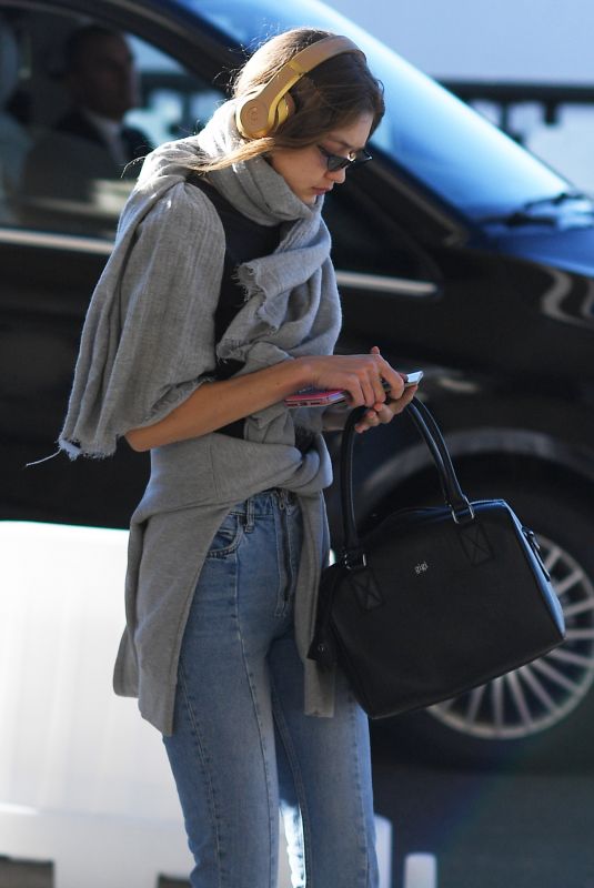 GIGI HADID Arrives at Airport in Milan 01/14/2019