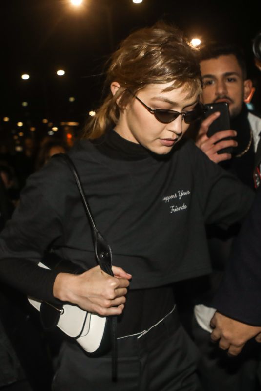 GIGI HADID Arrives at Prada Fashion Show in Milan 01/13/2019