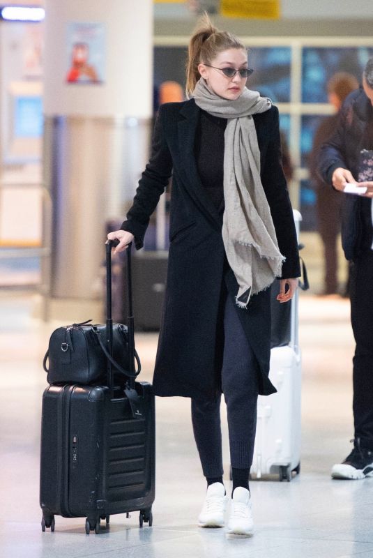 GIGI HADID at JFK Airport in New York 01/27/2019