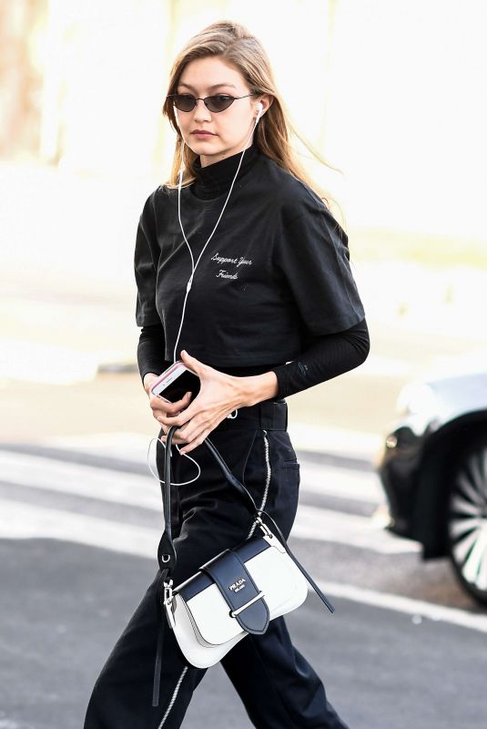 GIGI HADID Out and About in Milan 01/13/2019