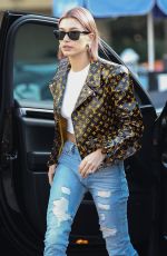 HAILEY BIEBER in Louis Vuttion Jacket at Alfred Cofee in Brentwood 01/18/2019